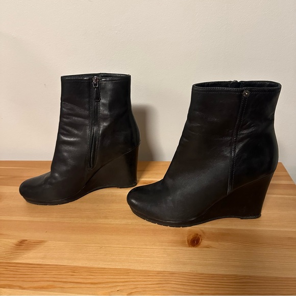 Prada Black Leather Wedge Booties as 9 / EU 40 - Picture 4 of 8